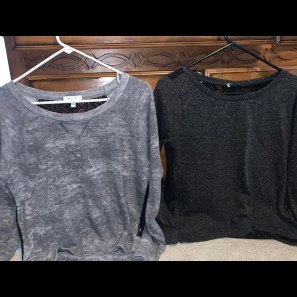 2 long sleeve lace back shirts